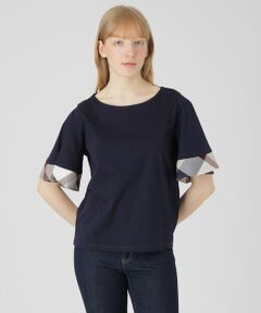 BLUE LABEL / BLACK LABEL CRESTBRIDGE / ブルーレーベル / ブラックレーベル・クレストブリッジ  カットソー | 【一部店舗限定】パーシャルチェックスリーブトップス