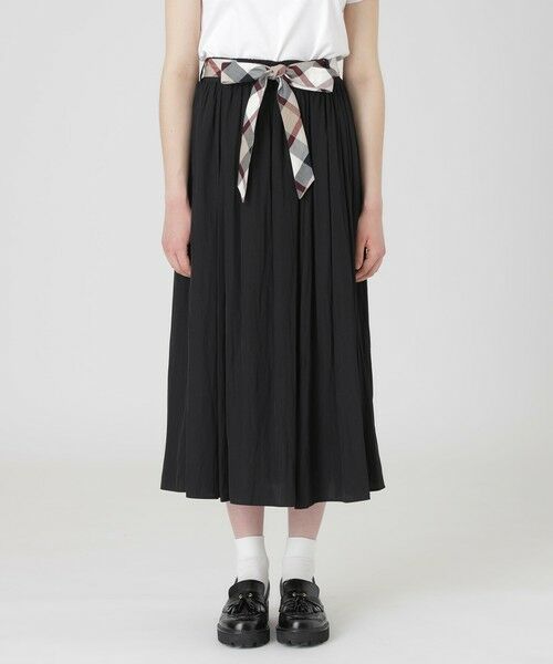 BLUE LABEL / BLACK LABEL CRESTBRIDGE / ブルーレーベル / ブラックレーベル・クレストブリッジ  ミニ・ひざ丈スカート | 【一部店舗限定】シルキークロスフレアスカート（ブラック）