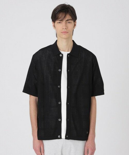 BLUE LABEL / BLACK LABEL CRESTBRIDGE / ブルーレーベル / ブラックレーベル・クレストブリッジ  ニット・セーター | シャドーチェックニットシャツカーディガン（ブラック）