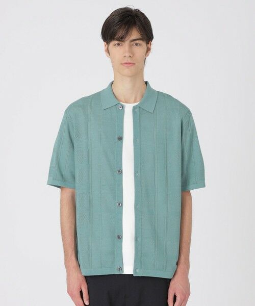 BLUE LABEL / BLACK LABEL CRESTBRIDGE / ブルーレーベル / ブラックレーベル・クレストブリッジ  ニット・セーター | シャドーチェックニットシャツカーディガン（グリーン3）