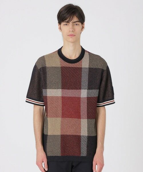 BLUE LABEL / BLACK LABEL CRESTBRIDGE / ブルーレーベル / ブラックレーベル・クレストブリッジ ニット・セーター | 【10th ANNIVERSARY】ツィーディークレストブリッジチェックニットTシャツ(レッド3)