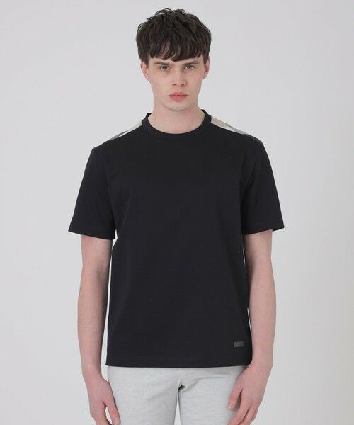 BLUE LABEL / BLACK LABEL CRESTBRIDGE / ブルーレーベル / ブラックレーベル・クレストブリッジ  カットソー | 【一部店舗限定】ショルダーチェックTシャツ（ブラック）