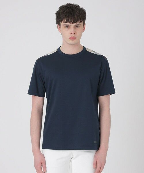 BLUE LABEL / BLACK LABEL CRESTBRIDGE / ブルーレーベル / ブラックレーベル・クレストブリッジ  カットソー | 【一部店舗限定】ショルダーチェックTシャツ（ネイビー1）
