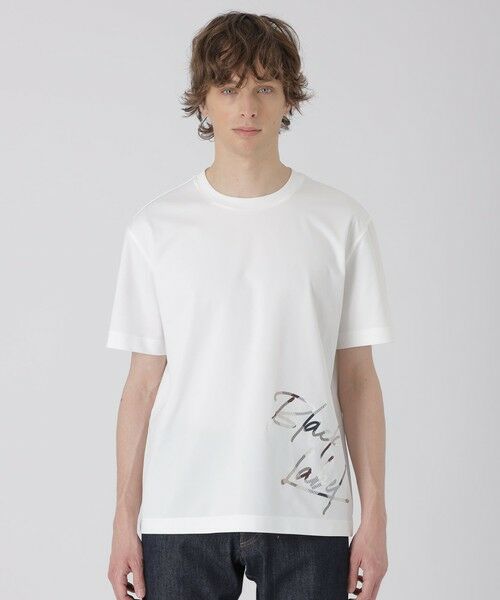 BLUE LABEL / BLACK LABEL CRESTBRIDGE / ブルーレーベル / ブラックレーベル・クレストブリッジ  カットソー | 【一部店舗限定】チェックコンビロゴグラフィックTシャツ（オフホワイト1）