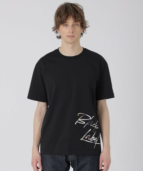 BLUE LABEL / BLACK LABEL CRESTBRIDGE / ブルーレーベル / ブラックレーベル・クレストブリッジ  カットソー | 【一部店舗限定】チェックコンビロゴグラフィックTシャツ（ブラック）
