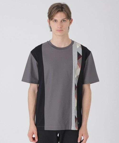 BLUE LABEL / BLACK LABEL CRESTBRIDGE / ブルーレーベル / ブラックレーベル・クレストブリッジ カットソー | 【一部店舗限定】ストライプパッチワークTシャツ(グレー1)
