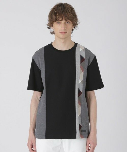 BLUE LABEL / BLACK LABEL CRESTBRIDGE / ブルーレーベル / ブラックレーベル・クレストブリッジ カットソー | 【一部店舗限定】ストライプパッチワークTシャツ(ブラック)