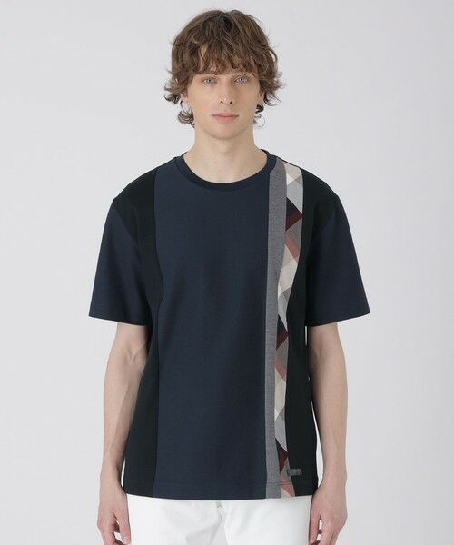BLUE LABEL / BLACK LABEL CRESTBRIDGE / ブルーレーベル / ブラックレーベル・クレストブリッジ カットソー | 【一部店舗限定】ストライプパッチワークTシャツ(ネイビー1)