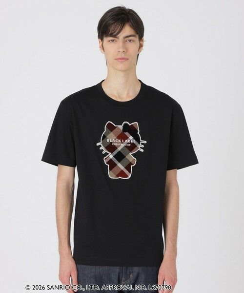BLUE LABEL / BLACK LABEL CRESTBRIDGE / ブルーレーベル / ブラックレーベル・クレストブリッジ  カットソー | 【ハローキティコラボ】クレストブリッジチェックシルエットキティTシャツ（ブラック）