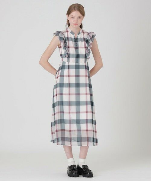 BLUE LABEL / BLACK LABEL CRESTBRIDGE / ブルーレーベル / ブラックレーベル・クレストブリッジ  ドレス | トリコットチェックフリルスリーブドレス | 詳細1