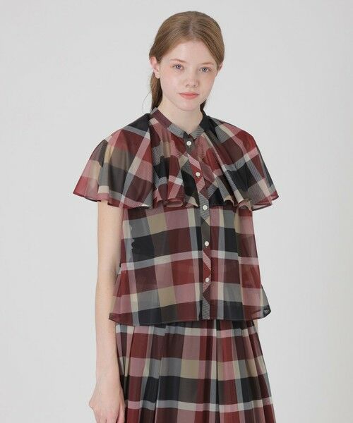 BLUE LABEL / BLACK LABEL CRESTBRIDGE / ブルーレーベル / ブラックレーベル・クレストブリッジ  シャツ・ブラウス | トリコットプリントチェックケープ風ブラウス | 詳細1