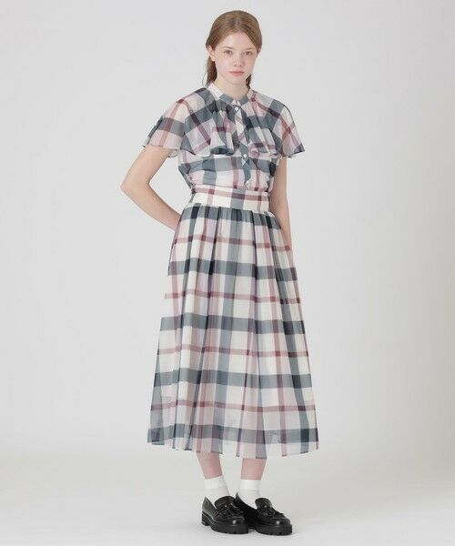 BLUE LABEL / BLACK LABEL CRESTBRIDGE / ブルーレーベル / ブラックレーベル・クレストブリッジ  シャツ・ブラウス | トリコットプリントチェックケープ風ブラウス | 詳細8