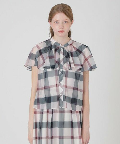 BLUE LABEL / BLACK LABEL CRESTBRIDGE / ブルーレーベル / ブラックレーベル・クレストブリッジ  シャツ・ブラウス | トリコットプリントチェックケープ風ブラウス | 詳細9
