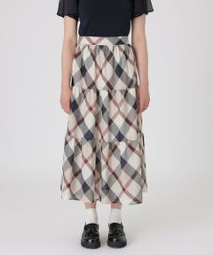BLUE LABEL / BLACK LABEL CRESTBRIDGE / ブルーレーベル / ブラックレーベル・クレストブリッジ  ミニ・ひざ丈スカート | クレストブリッジチェックカラミクロスティアードスカート
