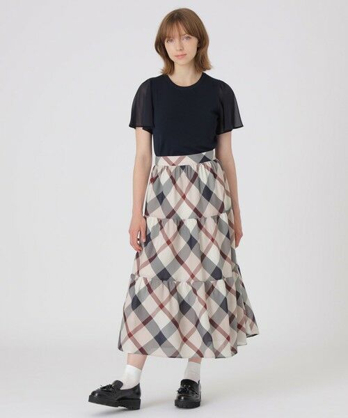 BLUE LABEL / BLACK LABEL CRESTBRIDGE / ブルーレーベル / ブラックレーベル・クレストブリッジ  ミニ・ひざ丈スカート | クレストブリッジチェックカラミクロスティアードスカート | 詳細7