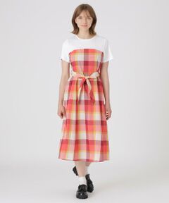 BLUE LABEL / BLACK LABEL CRESTBRIDGE / ブルーレーベル / ブラックレーベル・クレストブリッジ  ドレス | 【一部店舗限定】CBチェックコットンリネンドッキングドレス