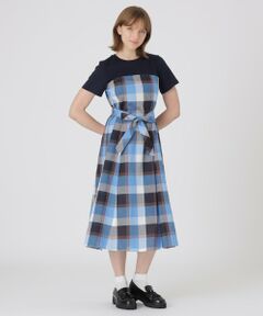 BLUE LABEL / BLACK LABEL CRESTBRIDGE / ブルーレーベル / ブラックレーベル・クレストブリッジ  ドレス | 【一部店舗限定】CBチェックコットンリネンドッキングドレス