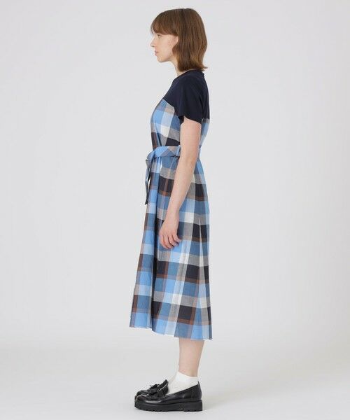 BLUE LABEL / BLACK LABEL CRESTBRIDGE / ブルーレーベル / ブラックレーベル・クレストブリッジ  ドレス | 【一部店舗限定】CBチェックコットンリネンドッキングドレス | 詳細1