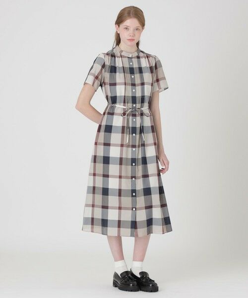 BLUE LABEL / BLACK LABEL CRESTBRIDGE / ブルーレーベル / ブラックレーベル・クレストブリッジ ドレス | 【一部店舗限定】クレストブリッジチェックカラミクロスドレス(ベージュ3)