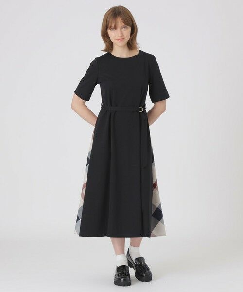 BLUE LABEL / BLACK LABEL CRESTBRIDGE / ブルーレーベル / ブラックレーベル・クレストブリッジ ドレス | 【一部店舗限定】シルケットポンチドレス(ブラック)