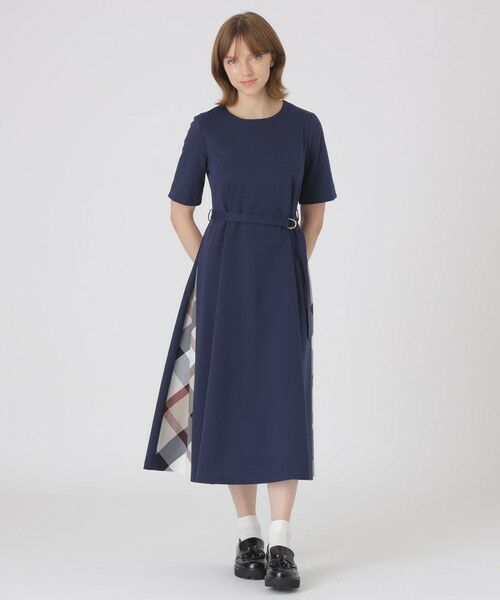 BLUE LABEL / BLACK LABEL CRESTBRIDGE / ブルーレーベル / ブラックレーベル・クレストブリッジ ドレス | 【一部店舗限定】シルケットポンチドレス(ネイビー2)