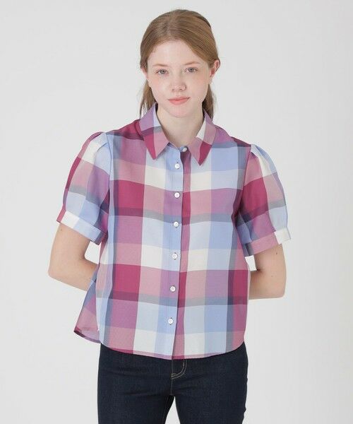 BLUE LABEL / BLACK LABEL CRESTBRIDGE / ブルーレーベル / ブラックレーベル・クレストブリッジ シャツ・ブラウス | 【一部店舗限定】クレストブリッジチェックカラミクロスブラウス(ワイン1)