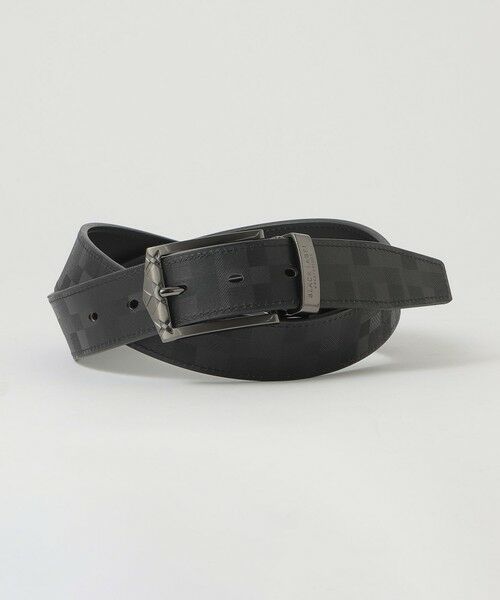 BLUE LABEL / BLACK LABEL CRESTBRIDGE / ブルーレーベル / ブラックレーベル・クレストブリッジ  ベルト・サスペンダー | チェックバックルエンボスクレストブリッジチェックリバーシブルベルト（ブラック）