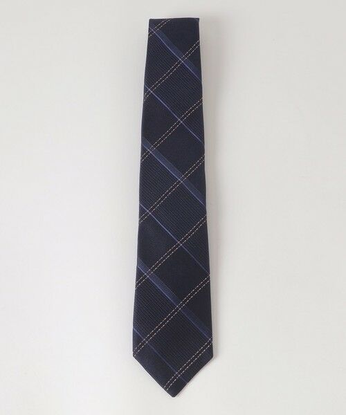 BLUE LABEL / BLACK LABEL CRESTBRIDGE / ブルーレーベル / ブラックレーベル・クレストブリッジ  ネクタイ | カラーストライプラインサテンチェックタイ（ネイビー1）
