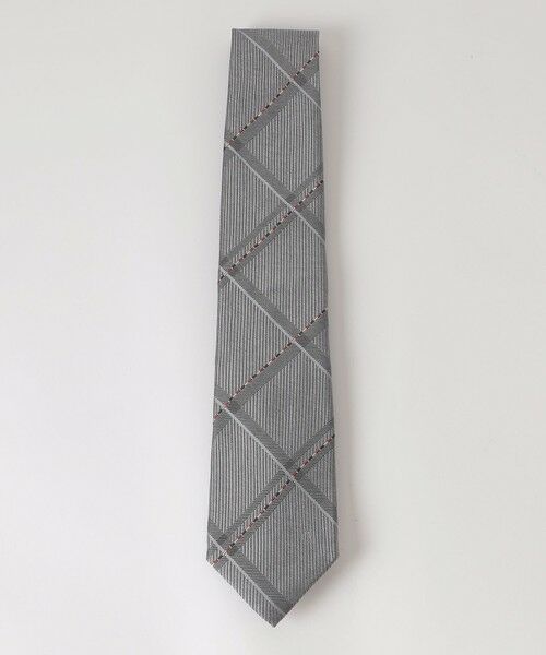 BLUE LABEL / BLACK LABEL CRESTBRIDGE / ブルーレーベル / ブラックレーベル・クレストブリッジ  ネクタイ | カラーストライプラインメランジチェックタイ（グレー3）
