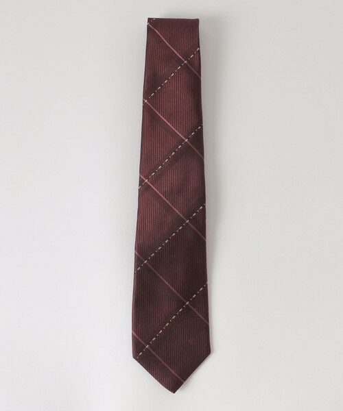BLUE LABEL / BLACK LABEL CRESTBRIDGE / ブルーレーベル / ブラックレーベル・クレストブリッジ  ネクタイ | カラーストライプラインメランジチェックタイ（レッド4）