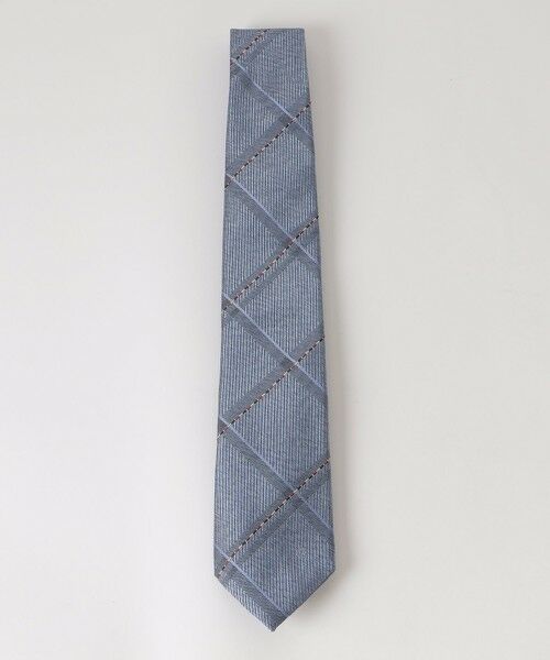 BLUE LABEL / BLACK LABEL CRESTBRIDGE / ブルーレーベル / ブラックレーベル・クレストブリッジ  ネクタイ | カラーストライプラインメランジチェックタイ（ライトブルー3）