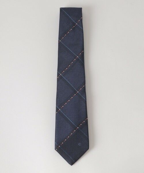 BLUE LABEL / BLACK LABEL CRESTBRIDGE / ブルーレーベル / ブラックレーベル・クレストブリッジ  ネクタイ | カラーストライプラインメランジチェックタイ（ネイビー1）