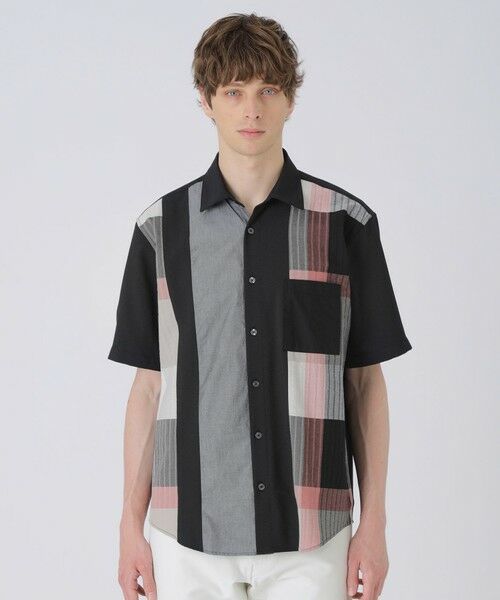 BLUE LABEL / BLACK LABEL CRESTBRIDGE / ブルーレーベル / ブラックレーベル・クレストブリッジ  シャツ・ブラウス | パーシャルパナマサッカーチェックシャツ（ブラック）
