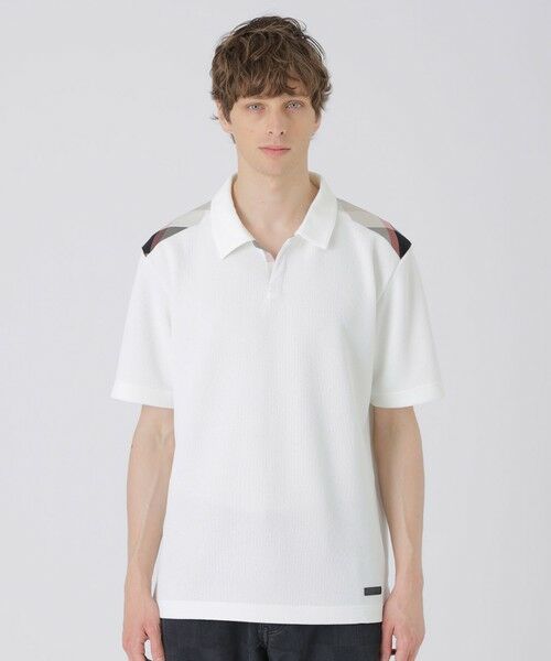 BLUE LABEL / BLACK LABEL CRESTBRIDGE / ブルーレーベル / ブラックレーベル・クレストブリッジ  カットソー | ショルダーチェックスキッパーポロシャツ（オフホワイト1）