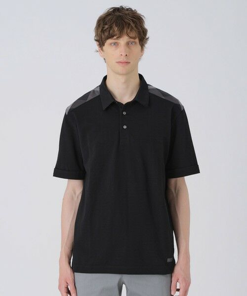 BLUE LABEL / BLACK LABEL CRESTBRIDGE / ブルーレーベル / ブラックレーベル・クレストブリッジ  カットソー | 【一部店舗限定】ショルダーチェックサッカーポロシャツ（ブラック）