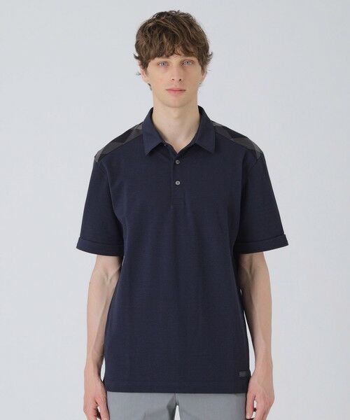 BLUE LABEL / BLACK LABEL CRESTBRIDGE / ブルーレーベル / ブラックレーベル・クレストブリッジ  カットソー | 【一部店舗限定】ショルダーチェックサッカーポロシャツ（ネイビー1）