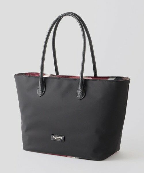 BLUE LABEL / BLACK LABEL CRESTBRIDGE / ブルーレーベル / ブラックレーベル・クレストブリッジ  ショルダーバッグ | パーシャルクレストブリッジチェックナイロントート（ブラック）