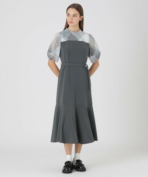 BLUE LABEL / BLACK LABEL CRESTBRIDGE / ブルーレーベル / ブラックレーベル・クレストブリッジ  ドレス | ストレッチツイルビスチェドレス（チャコールグレー1）