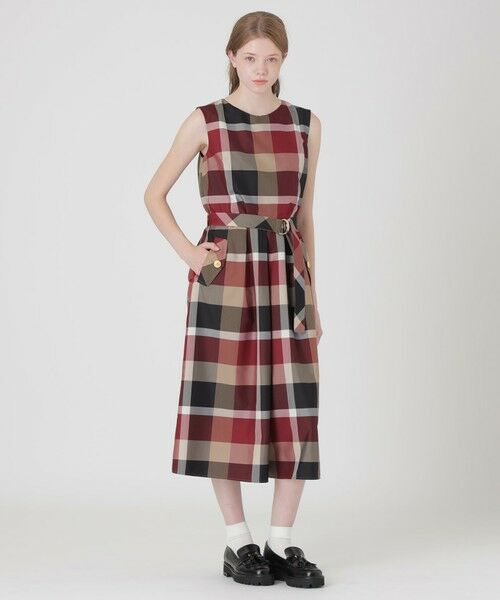BLUE LABEL / BLACK LABEL CRESTBRIDGE / ブルーレーベル / ブラックレーベル・クレストブリッジ ドレス | 【原宿限定】クレストブリッジチェックオールインワン(レッド1)