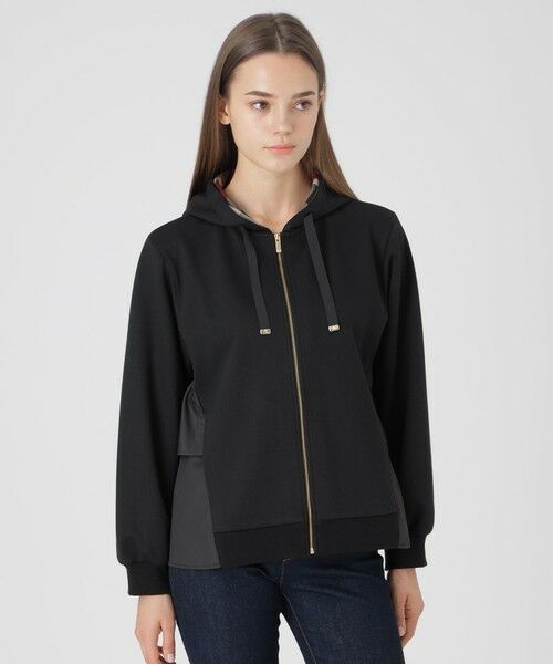BLUE LABEL / BLACK LABEL CRESTBRIDGE / ブルーレーベル / ブラックレーベル・クレストブリッジ  カットソー | フリルデザインダンボールパーカー（ブラック）