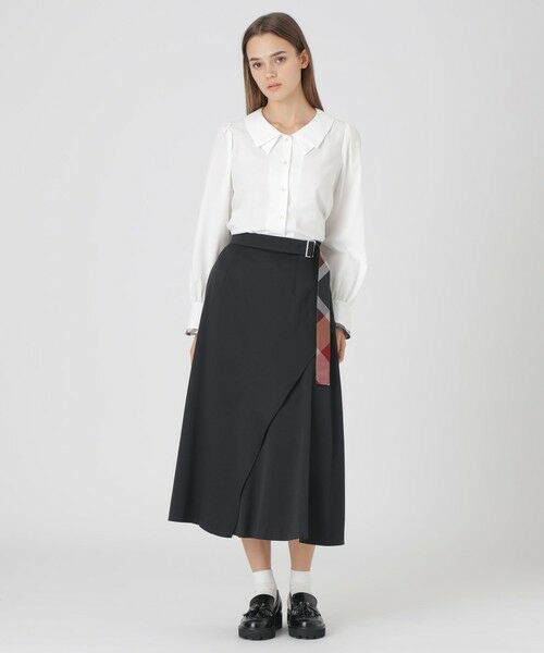 BLUE LABEL / BLACK LABEL CRESTBRIDGE / ブルーレーベル / ブラックレーベル・クレストブリッジ  ミニ・ひざ丈スカート | マットサテンアシンメトリースカート | 詳細9