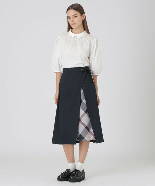 BLUE LABEL / BLACK LABEL CRESTBRIDGE / ブルーレーベル / ブラックレーベル・クレストブリッジ  ミニ・ひざ丈スカート | サイロスパンクリアツイルラップ風スカート | 詳細1