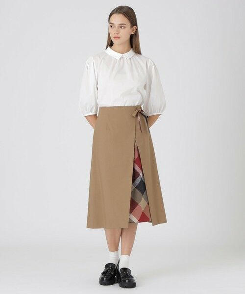 BLUE LABEL / BLACK LABEL CRESTBRIDGE / ブルーレーベル / ブラックレーベル・クレストブリッジ  ミニ・ひざ丈スカート | サイロスパンクリアツイルラップ風スカート | 詳細9