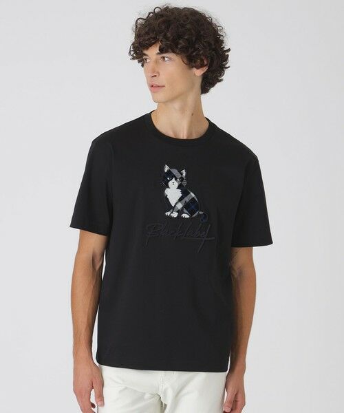 BLUE LABEL / BLACK LABEL CRESTBRIDGE / ブルーレーベル / ブラックレーベル・クレストブリッジ  カットソー | クレストブリッジキャットグラフィックTシャツ（ブラック）
