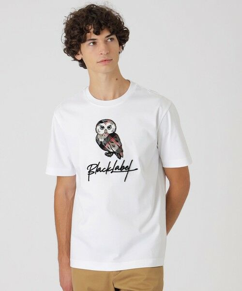 BLUE LABEL / BLACK LABEL CRESTBRIDGE / ブルーレーベル / ブラックレーベル・クレストブリッジ カットソー | クレストブリッジオウルグラフィックTシャツ(オフホワイト1)