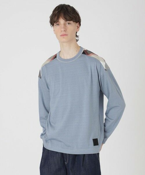 BLUE LABEL / BLACK LABEL CRESTBRIDGE / ブルーレーベル / ブラックレーベル・クレストブリッジ  カットソー | 【BRIT】フォギーダイショルダーチェックカットソー（ライトブルー3）