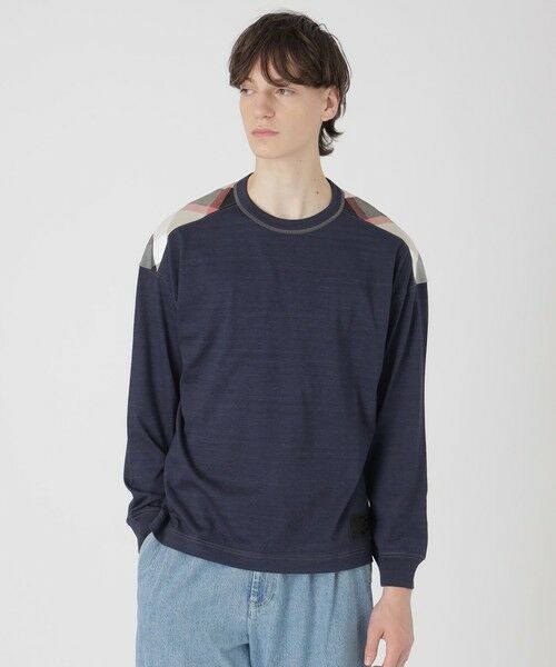 BLUE LABEL / BLACK LABEL CRESTBRIDGE / ブルーレーベル / ブラックレーベル・クレストブリッジ  カットソー | 【BRIT】フォギーダイショルダーチェックカットソー（ネイビー1）