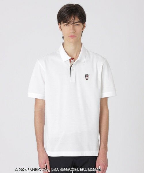 BLUE LABEL / BLACK LABEL CRESTBRIDGE / ブルーレーベル / ブラックレーベル・クレストブリッジ  カットソー | 【一部店舗限定】【ハローキティコラボ】クレストブリッジガーズマンキティワッペンポロシャツ（オフホワイト1）