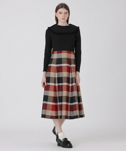 BLUE LABEL / BLACK LABEL CRESTBRIDGE / ブルーレーベル / ブラックレーベル・クレストブリッジ ドレス | クレストブリッジチェックニットコンビドレス(ブラック)