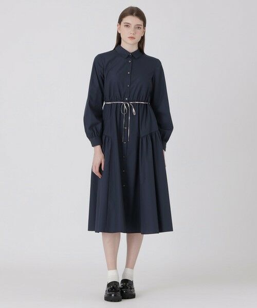 BLUE LABEL / BLACK LABEL CRESTBRIDGE / ブルーレーベル / ブラックレーベル・クレストブリッジ ドレス | ギャザーシャツドレス(ネイビー3)